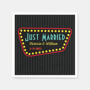 Serviette En Papier Serviettes de mariage Retro Just Married 