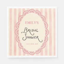 Serviettes de mariage rose en dentelle vintage
