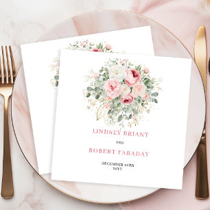 Serviette En Papier Serviettes de mariage Rose Gold Bohemian Romantiqu