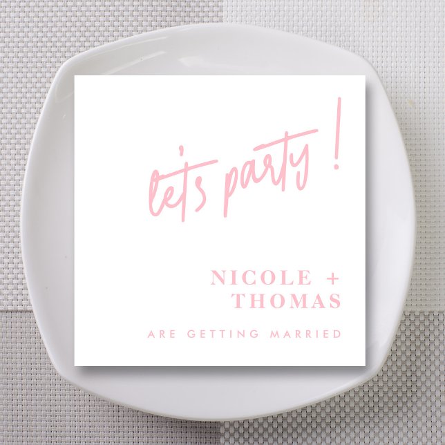 Serviette En Papier Serviettes de Mariage rose vif - Faisons la fête ! (Blush Pink 'Let's Party!' Custom Wedding  Napkins)