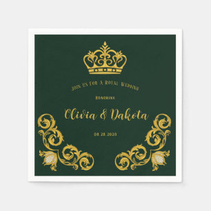 Serviette En Papier Serviettes de Mariage royal de la Couronne verte e