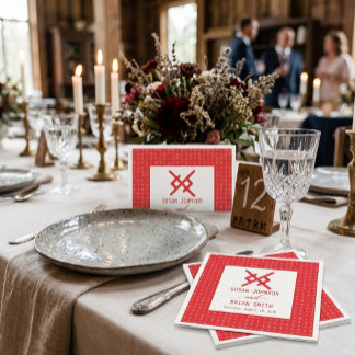 Serviette En Papier Serviettes de mariage runiques Rouge Nordique Amou
