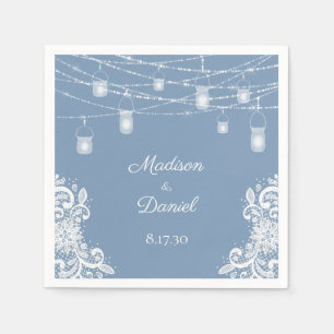 Serviette En Papier Serviettes de mariage Rustique Poussiéreux Bleu Lu