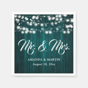 Serviette En Papier Serviettes de mariage rustiques sarcelle pour M. e