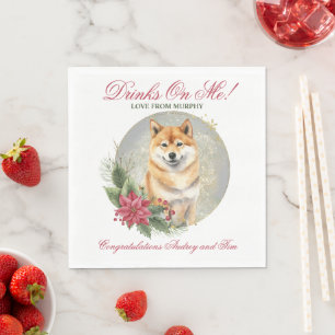 Serviette En Papier Serviettes de mariage Shiba inu avec photo de chie