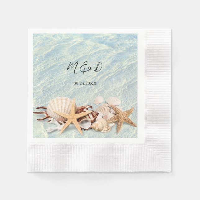 Serviette En Papier Serviettes de Mariage Tropical Ocean Beach Seashel (Devant)