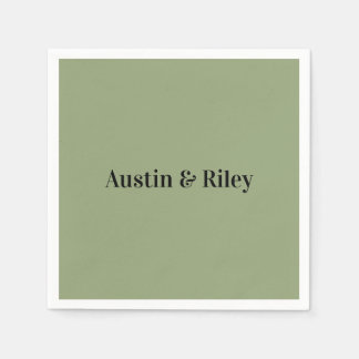 Serviette En Papier Serviettes de mariage vert sauge minimaliste