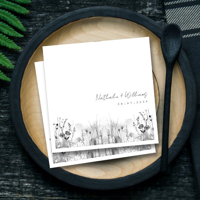 Serviette En Papier Serviettes de mariage Vintage élégantes personnali (Personalized Vintage-inspired Elegant wedding Napkins)