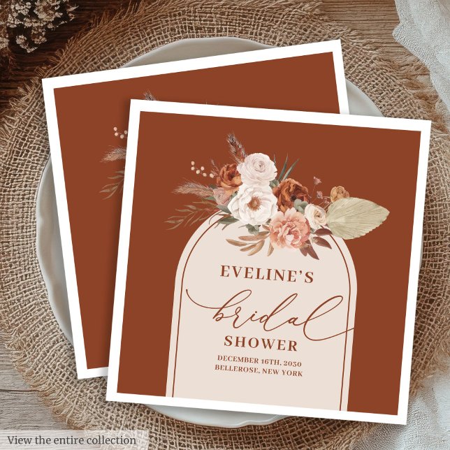 Serviette En Papier Serviettes de mariée romantiques en terre cuite pa (Romantic terracotta pampas boho bridal napkins

)