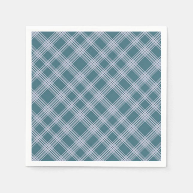Serviette En Papier Serviettes de Motif Cyan Plaid (Devant)