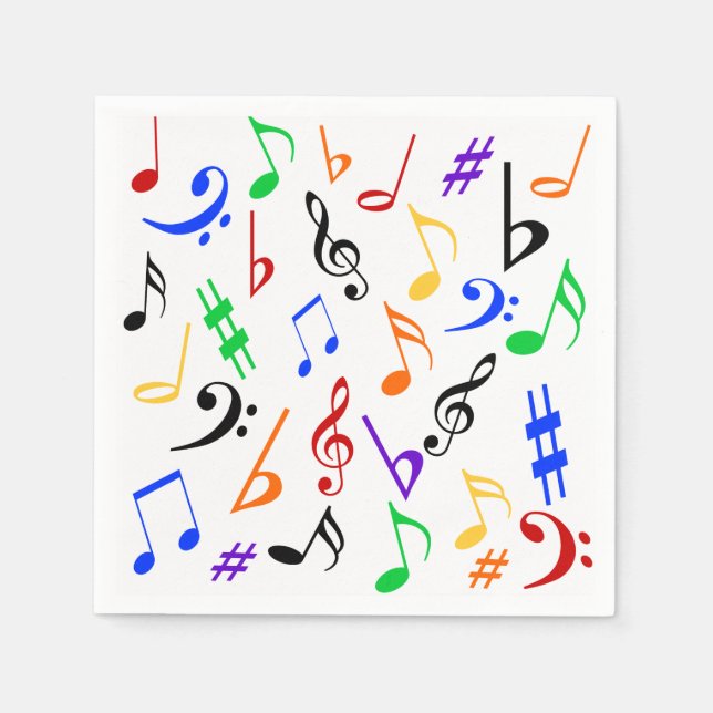 Serviette En Papier Serviettes de musique - Colorée : 369 (Devant)