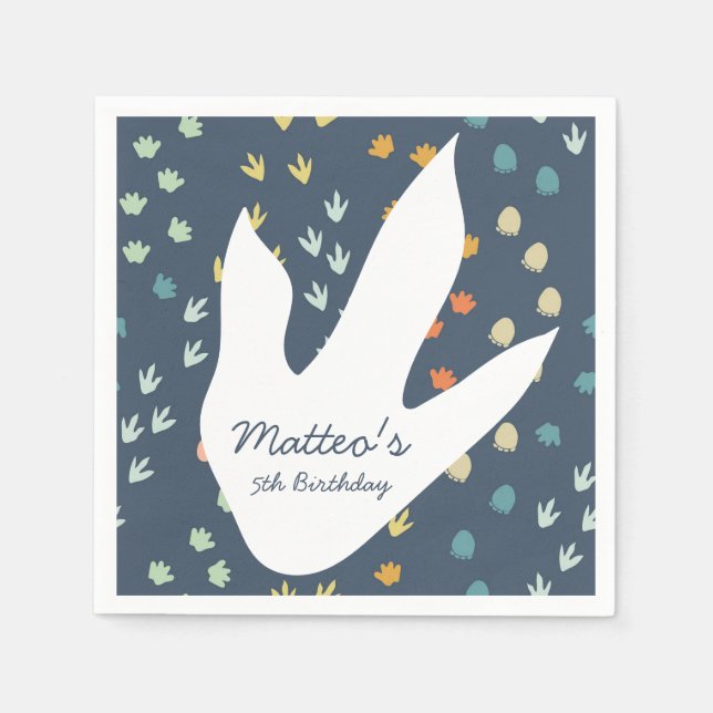 Serviette En Papier Serviettes de naissance personnalisées de dinosaur (Devant)
