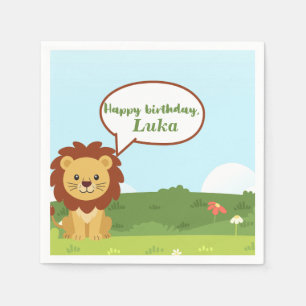 Serviette En Papier Serviettes de naissance personnalisées Lion pour e