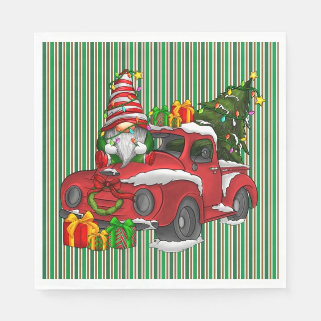 Serviette En Papier Serviettes de Noël à rayures vertes (Devant)