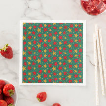 Serviettes de Noël aux étoiles rouges et or