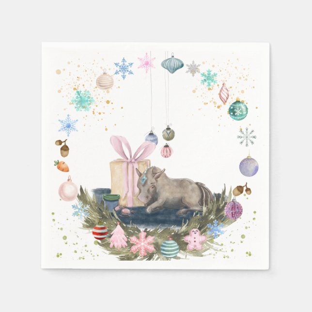 Serviette En Papier Serviettes de Noël avec image de cheval (Devant)