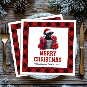 Serviette En Papier Serviettes de Noël élégantes à carreaux rouges et 