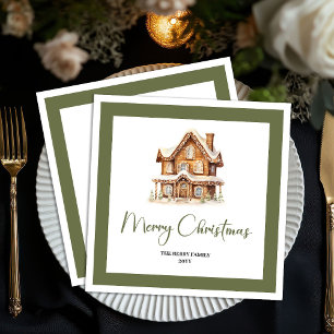 Serviette En Papier Serviettes de Noël élégantes avec nom personnalisé