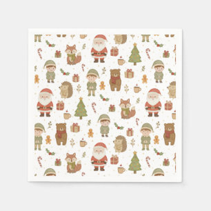 Serviette En Papier Serviettes de Noël en bois dessinées à la main