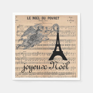 Serviette En Papier Serviettes de Noël françaises avec Angel vintage