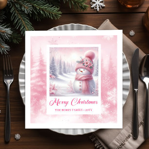 Serviette En Papier Serviettes de Noël Scène de neige de Pinkmas Hiver