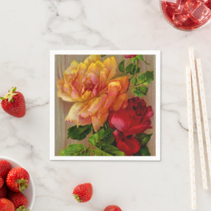 Serviette En Papier Serviettes de papier vintages de roses floraux