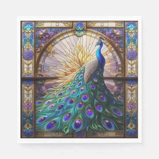 Serviette En Papier Serviettes de Peacock Vibrantes : L'Élégante Table (Devant)