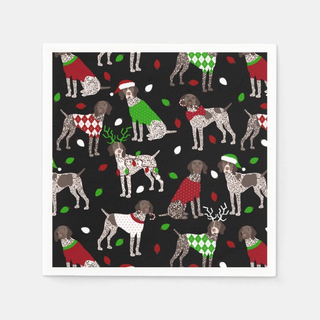 Serviette En Papier Serviettes de pointeur allemand de Noël (Devant)