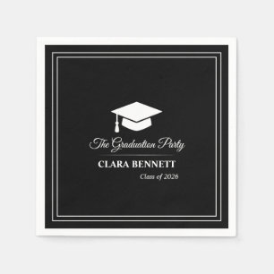 Serviette En Papier Serviettes de remise de diplôme 2026 noir et blanc