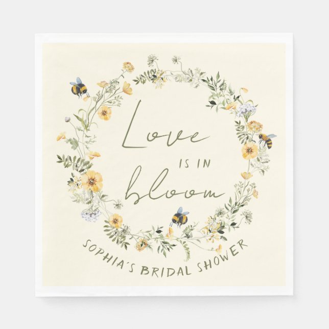 Serviette En Papier Serviettes de Shower de Mariée Abeille Fleur Sauva (Devant)