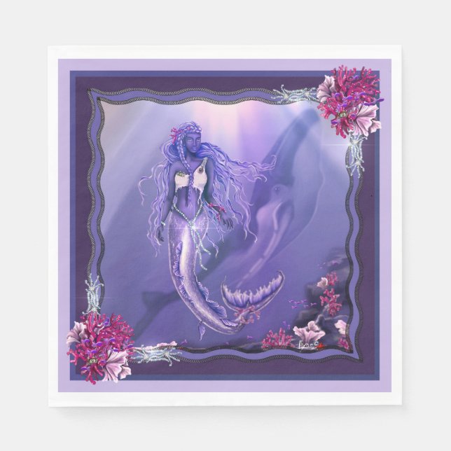 Serviette En Papier Serviettes de sirène violette (Devant)