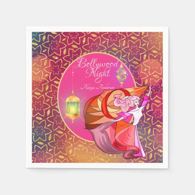 Serviette En Papier Serviettes de soirée de Bollywood - Personnalisées (Devant)