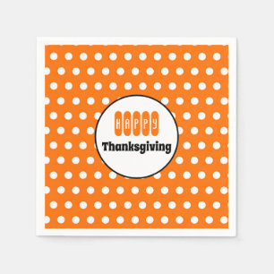 Serviette En Papier Serviettes de Thanksgiving à pois orange et blanc