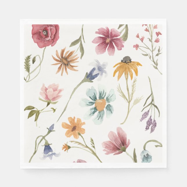 Serviette En Papier Serviettes de thé florales aquarelle (Devant)