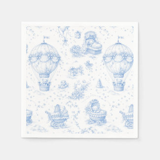 Serviette En Papier Serviettes de toile de Jouy bleue pour Baby Shower