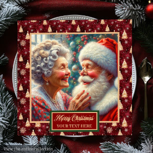 Serviette En Papier Serviettes de vacances M & Mme Claus Arbres de Noë