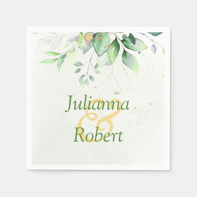 Serviette En Papier Serviettes de verdure aquarelle (Devant)