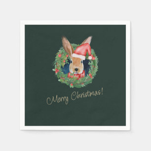 Serviette En Papier Serviettes de voeux de Noël beige et vert