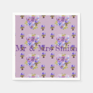 Serviette En Papier Serviettes décoratives violettes Pansy Shabby chic