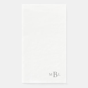 Serviette En Papier Serviettes d'hôtes en papier monogramme argent tou