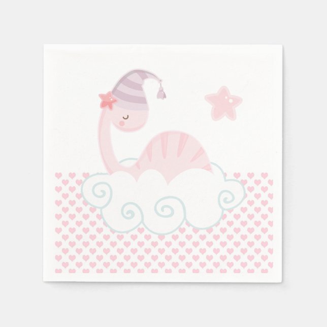 Serviette En Papier Serviettes Dinosaures Rose (Devant)
