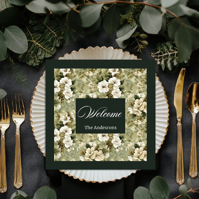 Serviette En Papier Serviettes d'or personnalisées Design botanique ch (Personalized Gold Napkins Chic Botanical Design)