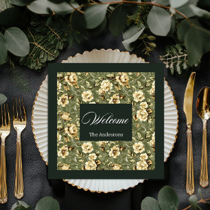 Serviette En Papier Serviettes d'or vert personnalisées Moderne Élégan