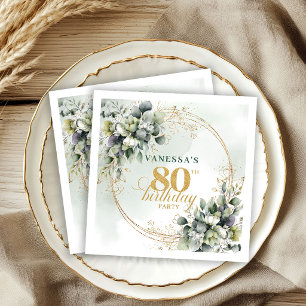 Serviette En Papier Serviettes Dusty Green Boho Eucalyptus pour 80e an