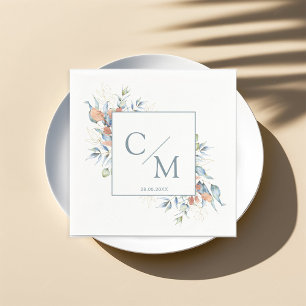 Serviette En Papier Serviettes élégantes avec monogramme eucalyptus