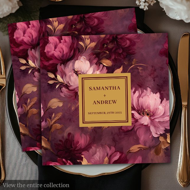 Serviette En Papier Serviettes élégantes Boho Burgundy Blush Gold Mari (Stylish Boho Burgundy Blush Gold Wedding Napkins)