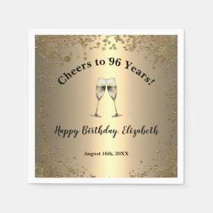 Serviette En Papier Serviettes Elégantes Cheers Gold 96e Anniversaire