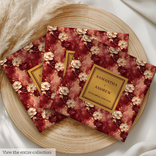 Serviette En Papier Serviettes élégantes de Mariage d'or bordeaux avec