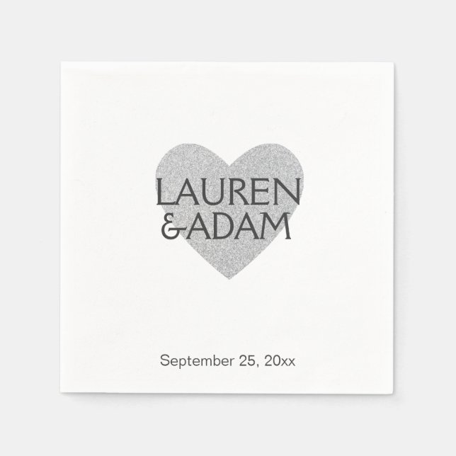 Serviette En Papier Serviettes élégantes en papier de mariage | Coeur  (Devant)