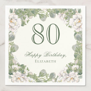 Serviette En Papier Serviettes Élégantes Florales Ivoire pour 80e Anni